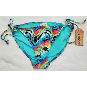 Mudd Tie Dye Woman's Swimsuit Bikini Bottoms Colorful Tied Sides Size L Juniors